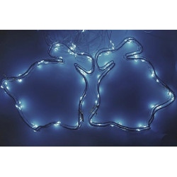 Kurtyna świetlna z 8 białymi dzwonkami LED rozłożona na ciemnym tle