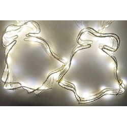 Kurtyna świetlna z 8 białymi dzwonkami LED rozłożona na ciemnym tle