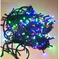 Colorowe lampki choinkowe LED na czarnym kablu z migotającym światłem, 500 diod