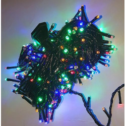 Colorowe lampki choinkowe LED na czarnym kablu z migotającym światłem, 500 diod
